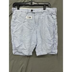 Abercrombie & Fitch Shorts Men 31 Blue 💯 Linen 8" Herringbone Woven